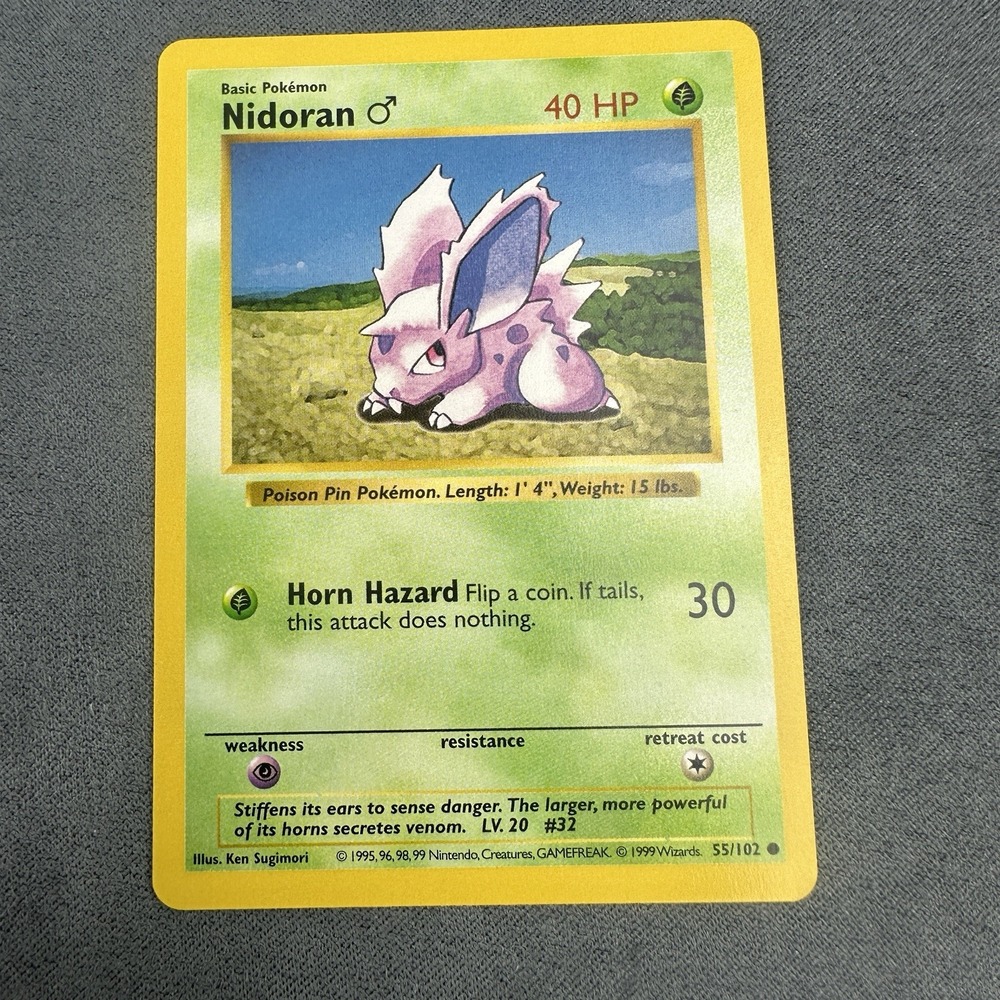 Pokemon Nidoran Male 55/102 Base Set Shadowless 1999 WOTC‎ Vintage Card